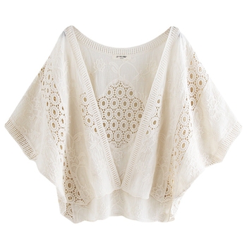 Pamut kardigán batwing ujjakkal, geometriai mintázat, Mori stílus, félkinyitott gallér