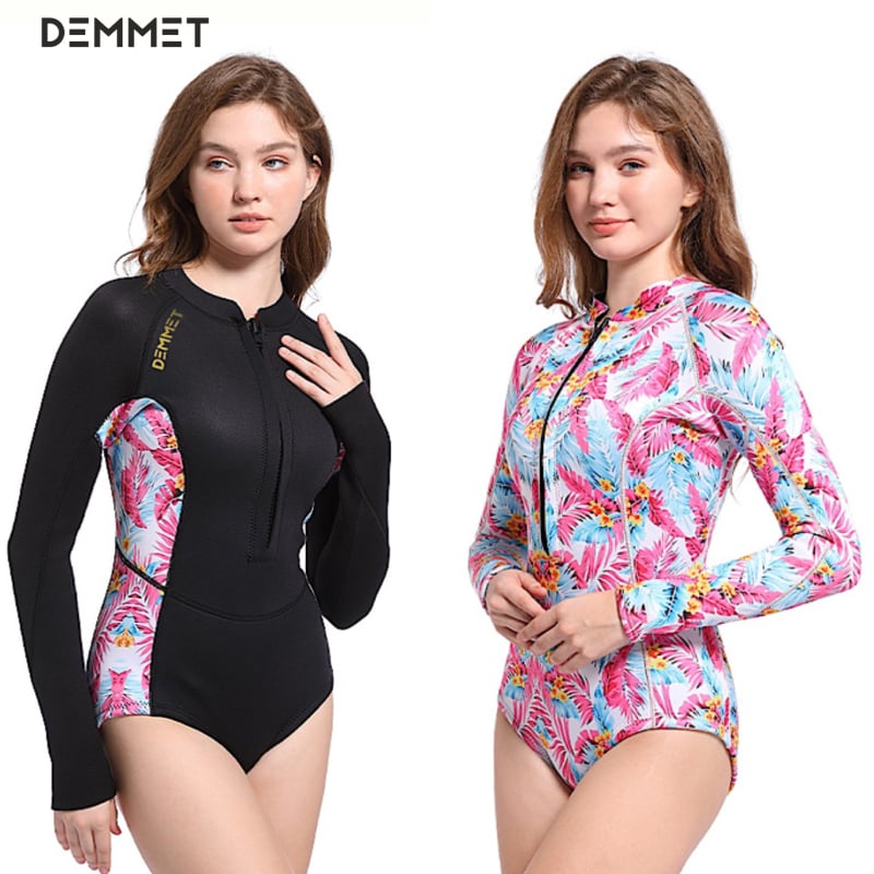 Ženski potapljački wetsuit 1.5–3 mm, jednodijelni, dugi rukavi, kamuflažni uzorak, topao, zaštita od sunca
