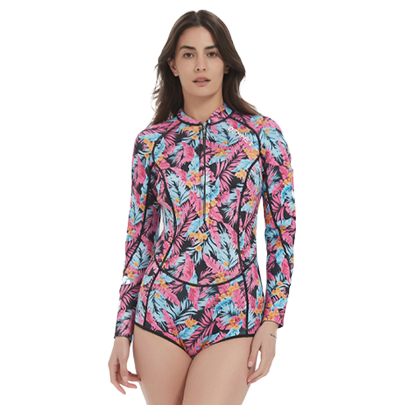 Ženski potapljački wetsuit 1.5–3 mm, jednodijelni, dugi rukavi, kamuflažni uzorak, topao, zaštita od sunca