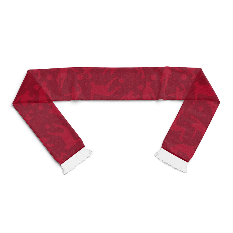 Șal fan pentru Cupa Mondială 2026: Germania, Spania, Franța, SUA, Portugalia; personalizare; imprimare logo; materiale: țesătură bird's eye, acrilic, satin; Număr produs FT-001