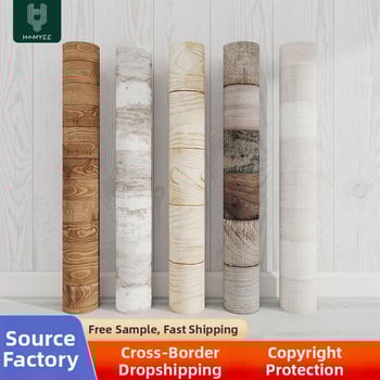 Αυτοκόλλητα PVC ταπετσαρία με μοτίβο ξύλου για φόντο τηλεόρασης στον τοίχο, αδιάβροχα, HYSM0153