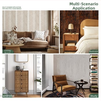 Αυτοκόλλητα PVC ταπετσαρία με μοτίβο ξύλου για φόντο τηλεόρασης στον τοίχο, αδιάβροχα, HYSM0153