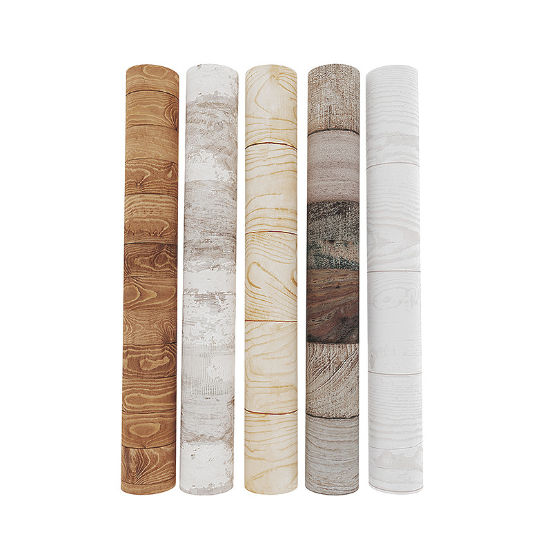 Αυτοκόλλητα PVC ταπετσαρία με μοτίβο ξύλου για φόντο τηλεόρασης στον τοίχο, αδιάβροχα, HYSM0153