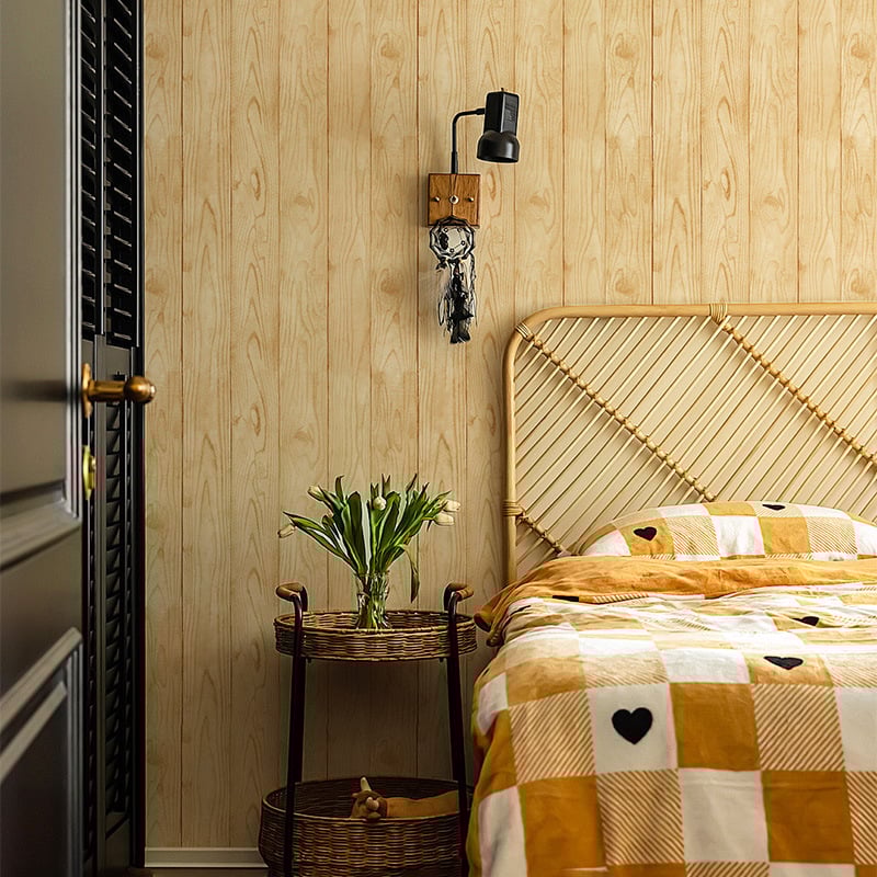 Αυτοκόλλητα PVC ταπετσαρία με μοτίβο ξύλου για φόντο τηλεόρασης στον τοίχο, αδιάβροχα, HYSM0153