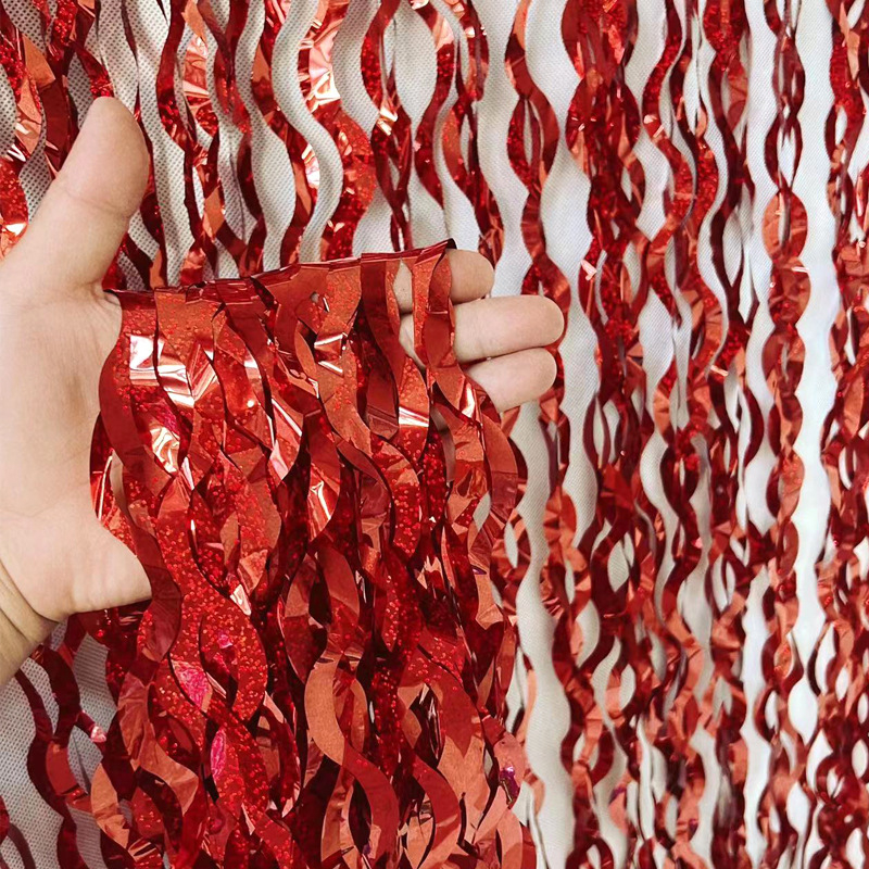 Κουρτίνα Rain Silk με κρόσσια - φόντο για πάρτι με μεγάλο κύμα, πλαστικός διακοσμητικός εξοπλισμός διαμόρφωσης χώρου (για πάρτι ή συναυλίες)