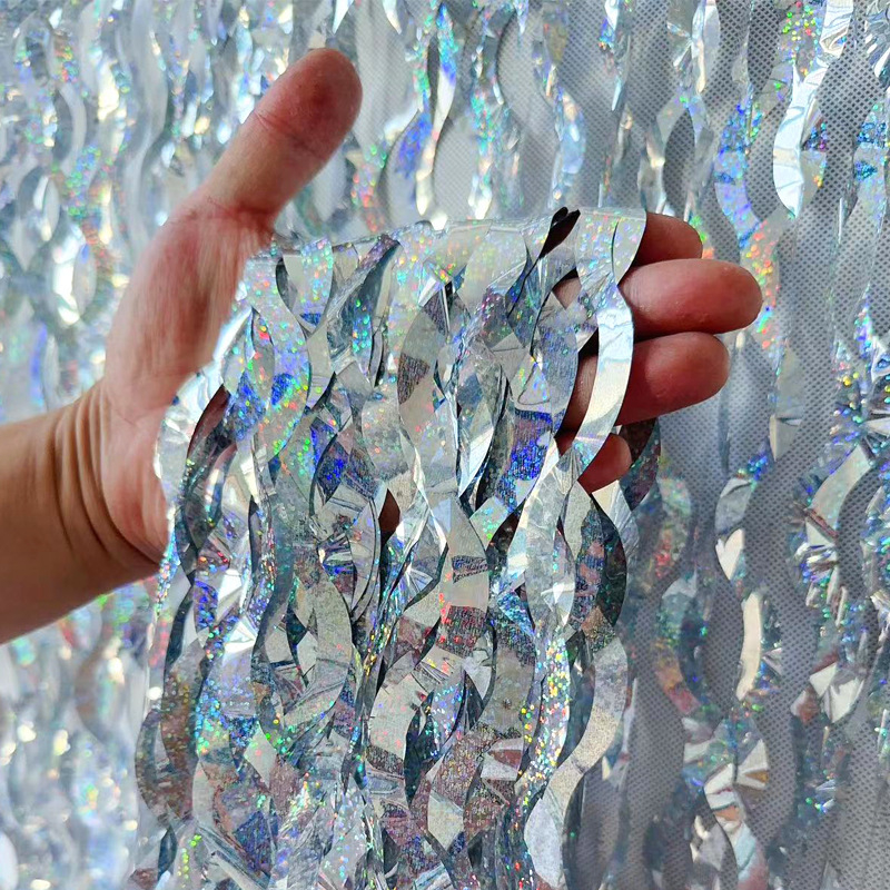 Κουρτίνα Rain Silk με κρόσσια - φόντο για πάρτι με μεγάλο κύμα, πλαστικός διακοσμητικός εξοπλισμός διαμόρφωσης χώρου (για πάρτι ή συναυλίες)