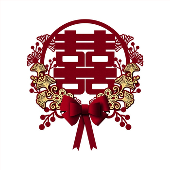 Svadobná nálepka na dvere a okná so symbolom dvojitej radosti, z hrubého netkaného materiálu, značka Orange nuo yibai, nie je dovážaná