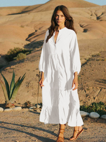 Strandfedő réteges fodrokkal, külső anyag: rayon, bélés: pamut, strandpár-készlet