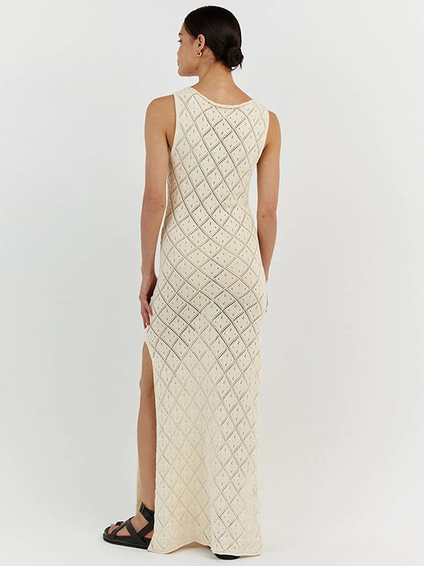 Cover-up de plajă tricotat, model diamant, 100% poliester, 230 g/m2, căptușit, pentru femei 18–50