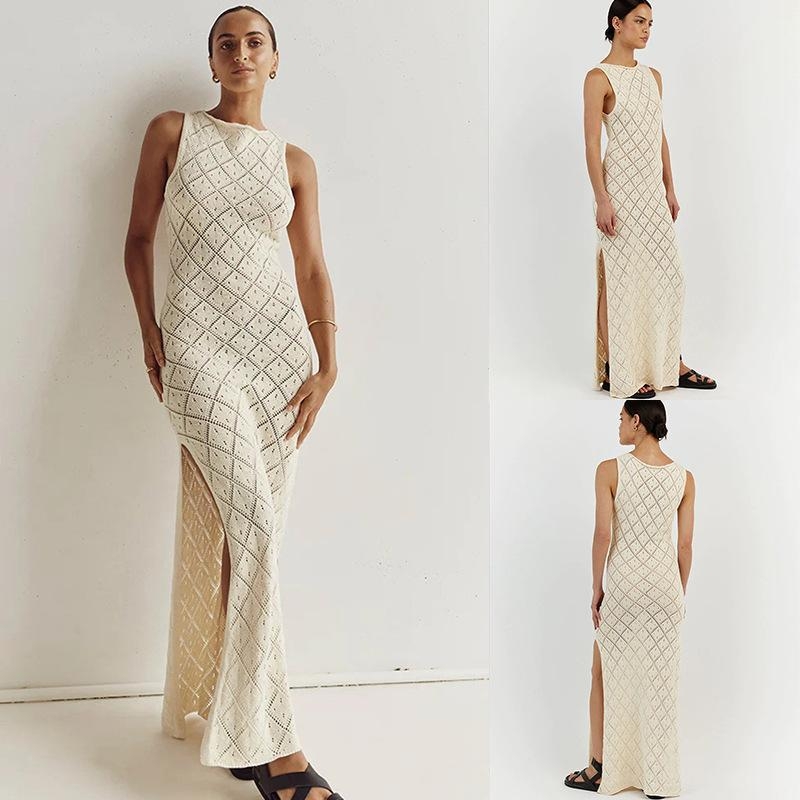 Cover-up de plajă tricotat, model diamant, 100% poliester, 230 g/m2, căptușit, pentru femei 18–50