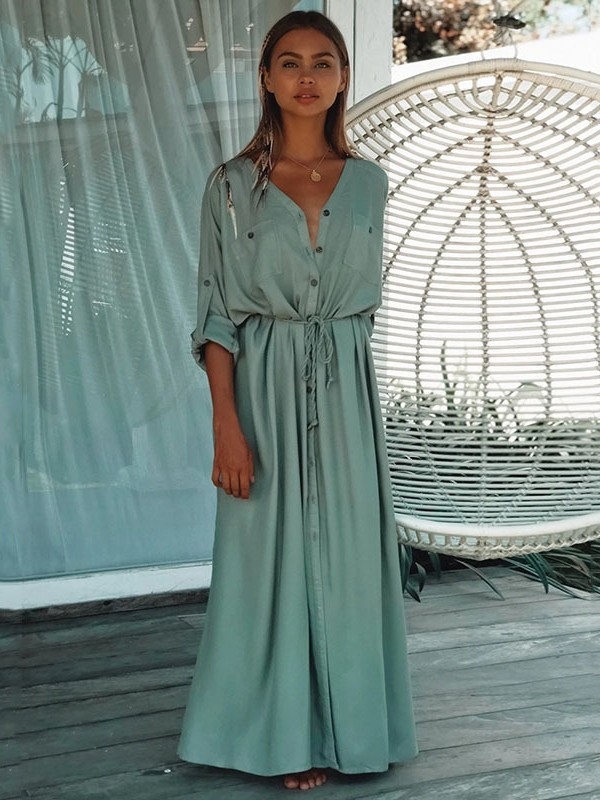 Rochie de plajă din bumbac twill cu curea, protecție UV (Material: twill bumbac; Compoziție: 65% bumbac; Greutate: 230 g; Captuseală: bumbac; Potrivită pentru înot)