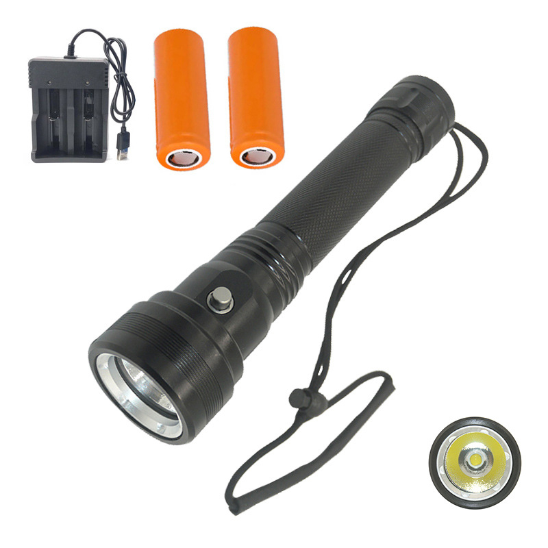 Lanternă de scufundare portabilă, reîncărcabilă cu celule 18650/26650 (4000 mAh), până la 1500 lm, fascicul de 180°, carcasă din aluminiu IP44