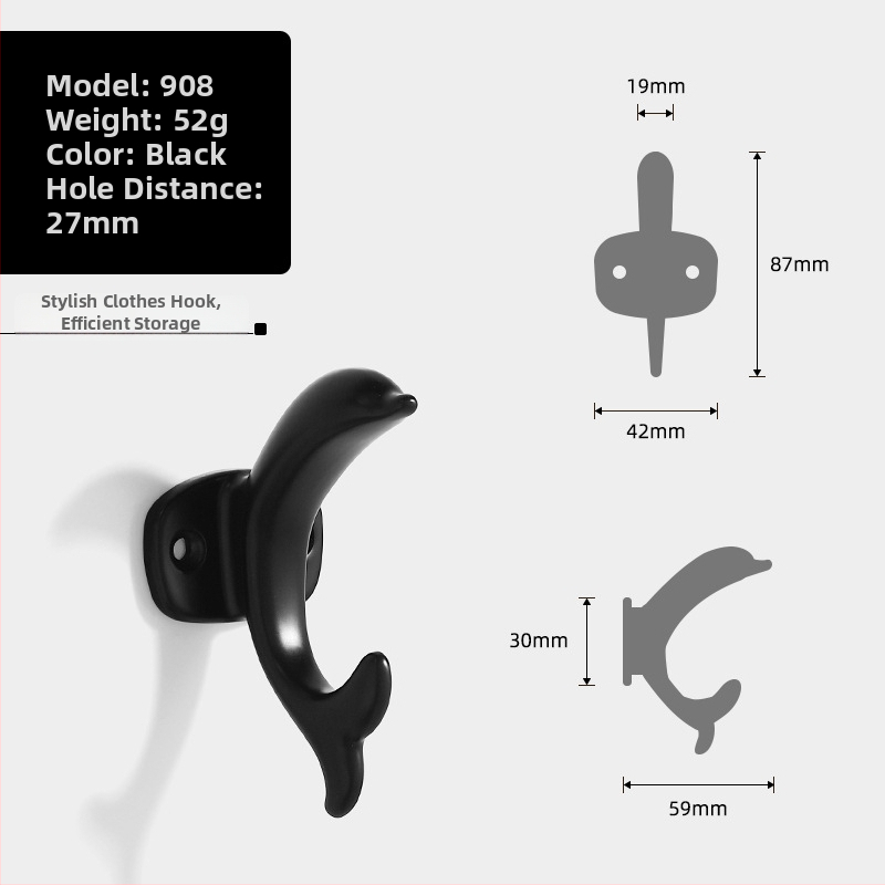 Delfínový vešiak na oblečenie z hliníkovej zliatiny, moderný minimalistický dizajn do šatníka, modely 907–909, povrchová úprava striekacou farbou, Jian Hao