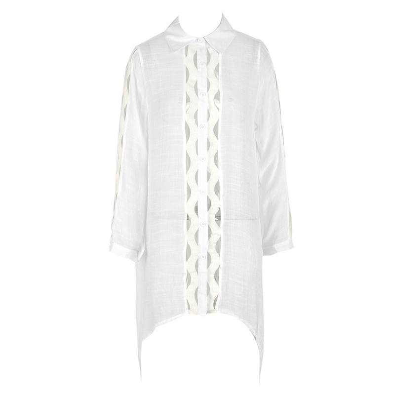 Ženski košuljasti stil kardigan s UV zaštitom, patchwork od slub pamuka, podstava 100% pamuk, težina 250 g, plažni prekrivac za žene 18-50
