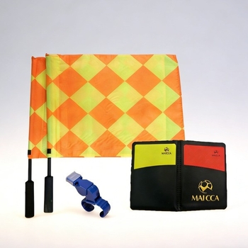 Set za trening suca: Crvene i žute kartice, sklopiva kartica, zviždaljka, bočna zastavica, kartica za zapis — MAICCA PVC+pjena+nylon tkanina