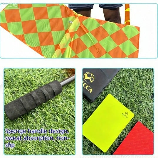 Set za trening suca: Crvene i žute kartice, sklopiva kartica, zviždaljka, bočna zastavica, kartica za zapis — MAICCA PVC+pjena+nylon tkanina