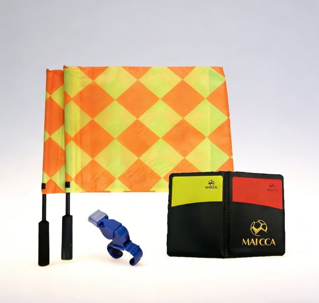 Set za trening suca: Crvene i žute kartice, sklopiva kartica, zviždaljka, bočna zastavica, kartica za zapis — MAICCA PVC+pjena+nylon tkanina