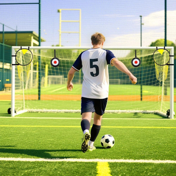 4 részes futball-edzés célkészlet nylon korongokkal és hálóval – futball edzés segédeszközök