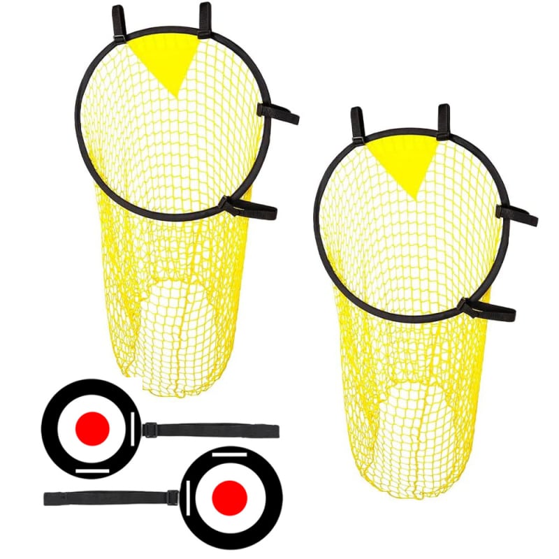 4 részes futball-edzés célkészlet nylon korongokkal és hálóval – futball edzés segédeszközök