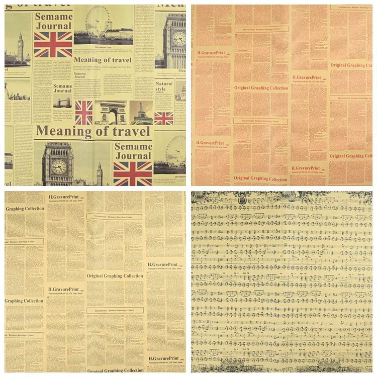 Pozadina od papira za fotografiju proizvoda, retro kraft papir s motivom starog engleskog novina, rekvizita za fotografiju