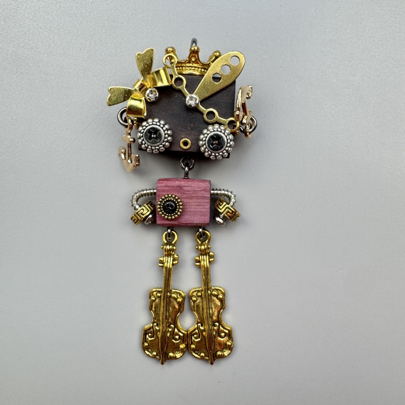 Kljucni lanac s pank robotom, legura, ručna izrada, uzorak konstelacije