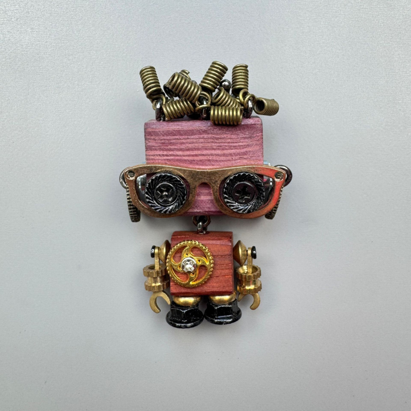 Kljucni lanac s pank robotom, legura, ručna izrada, uzorak konstelacije