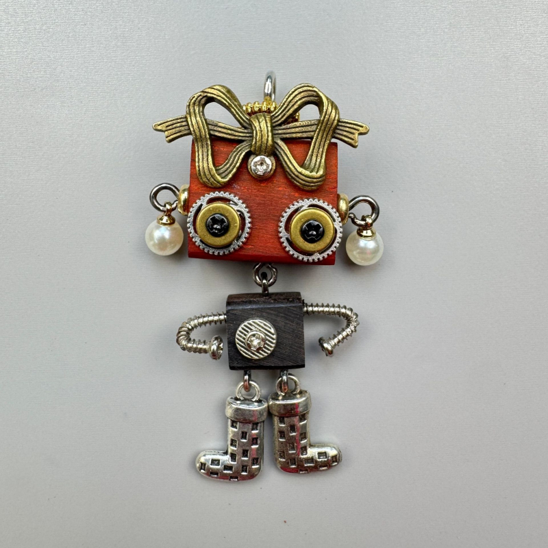 Kljucni lanac s pank robotom, legura, ručna izrada, uzorak konstelacije