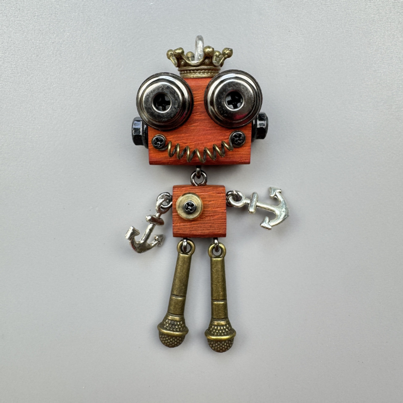 Kljucni lanac s pank robotom, legura, ručna izrada, uzorak konstelacije