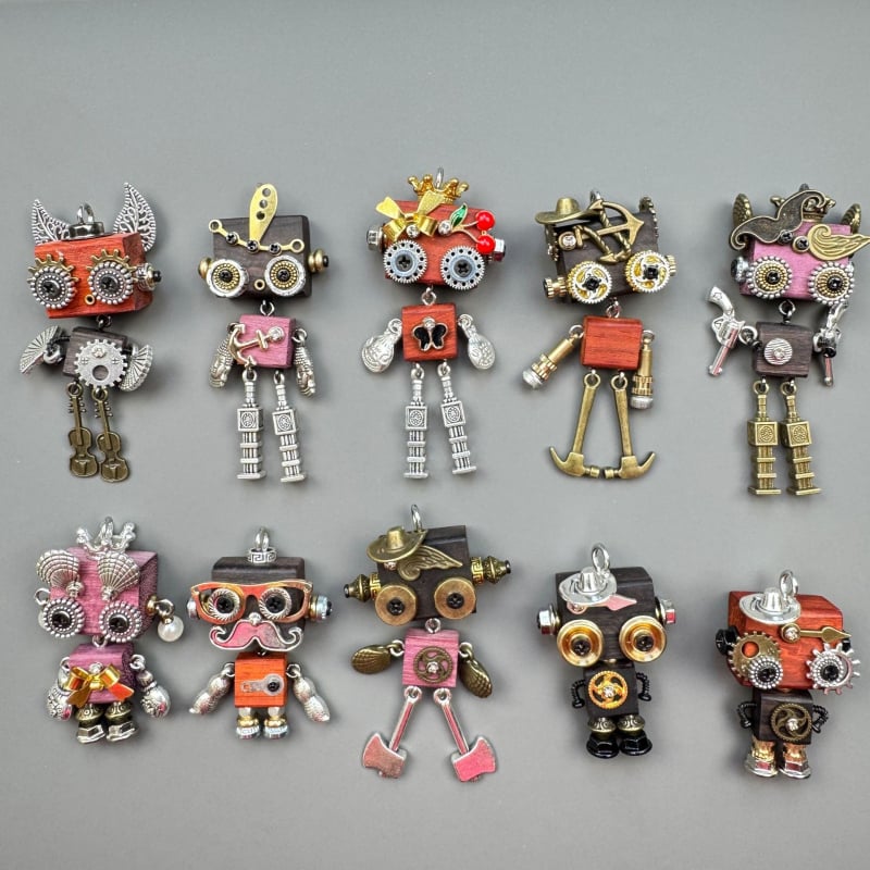 Ručni rad punk robot privjesak – od legure, za ogrlicu i ključev, uzorak sazviježđa