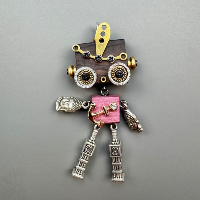 Ručni rad punk robot privjesak – od legure, za ogrlicu i ključev, uzorak sazviježđa