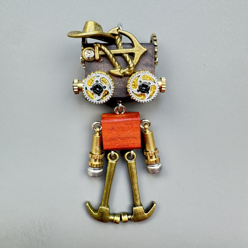Ručni rad punk robot privjesak – od legure, za ogrlicu i ključev, uzorak sazviježđa