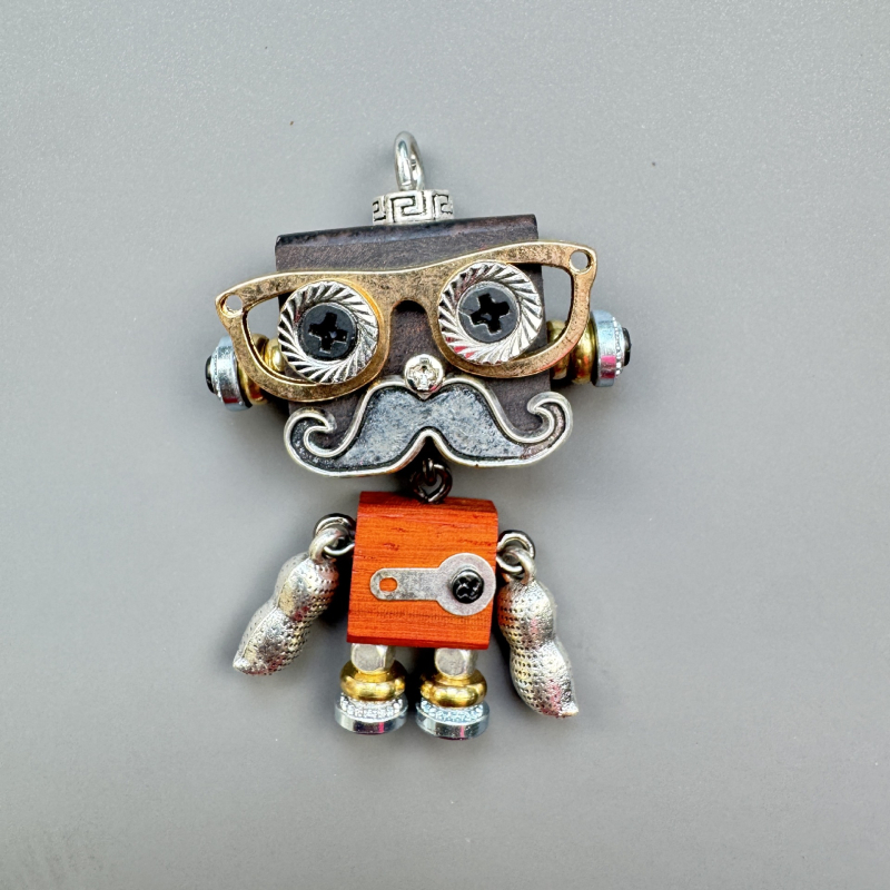 Ručni rad punk robot privjesak – od legure, za ogrlicu i ključev, uzorak sazviježđa