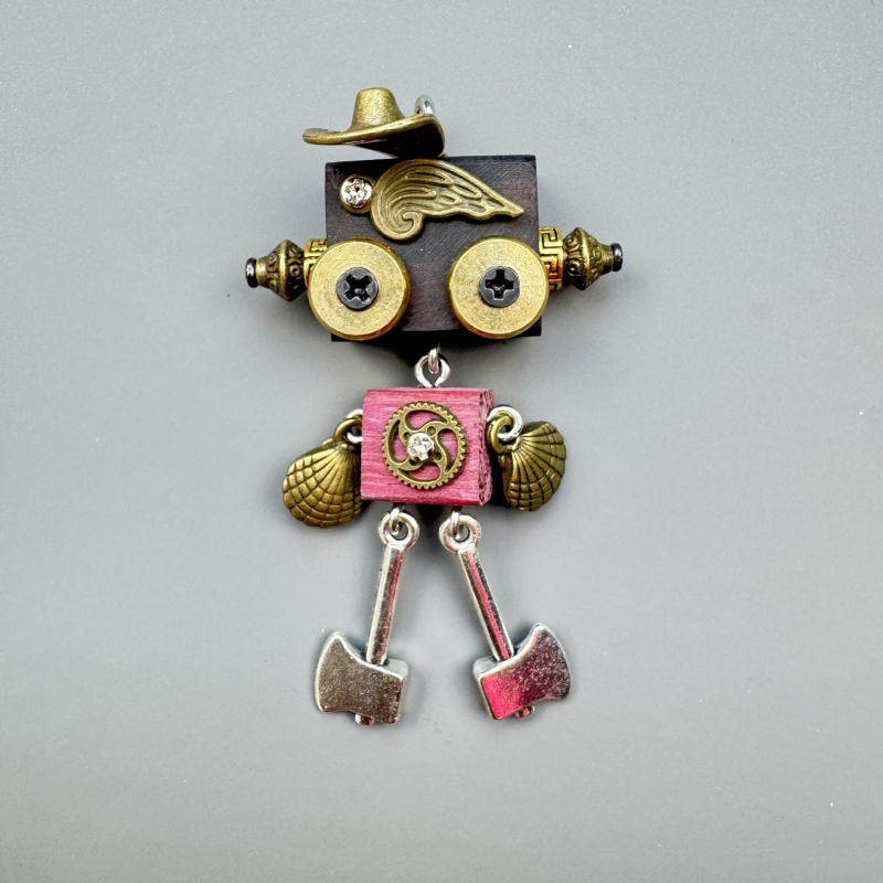 Ručni rad punk robot privjesak – od legure, za ogrlicu i ključev, uzorak sazviježđa