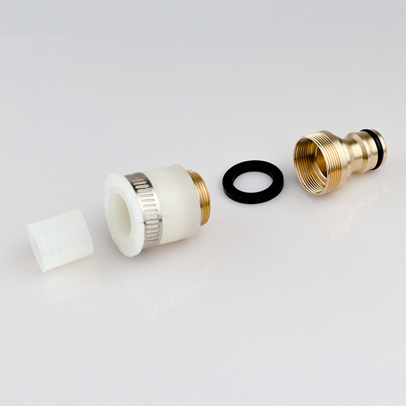 Adapter za dovod vode perilice, izrađen od čistog bakra, 4-uzlazna veza, keramički disk ventil, montaža ključem, model 985