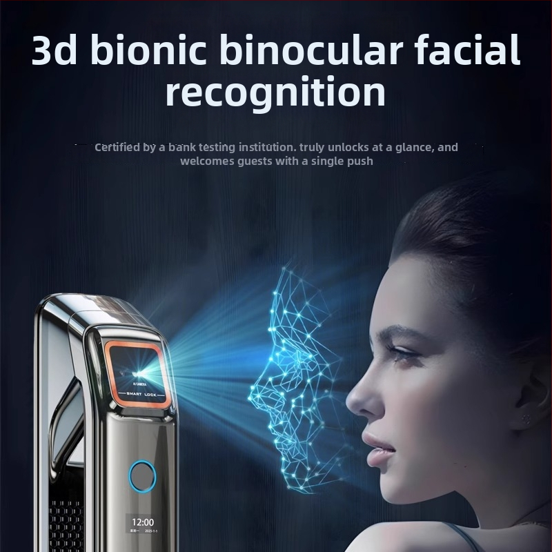 3D arcfelismeréses okoszár, 100 ujjlenyomat tárolás, 0,01 s szkennelési idő, FAR <0,001, FRR <0,01, anti-tolvaj ajtókhoz, távoli kioldás, jelszó és kulcs hozzáférés
