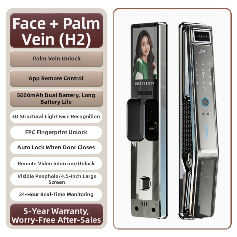 3D arcfelismeréses okoszár, 100 ujjlenyomat tárolás, 0,01 s szkennelési idő, FAR <0,001, FRR <0,01, anti-tolvaj ajtókhoz, távoli kioldás, jelszó és kulcs hozzáférés