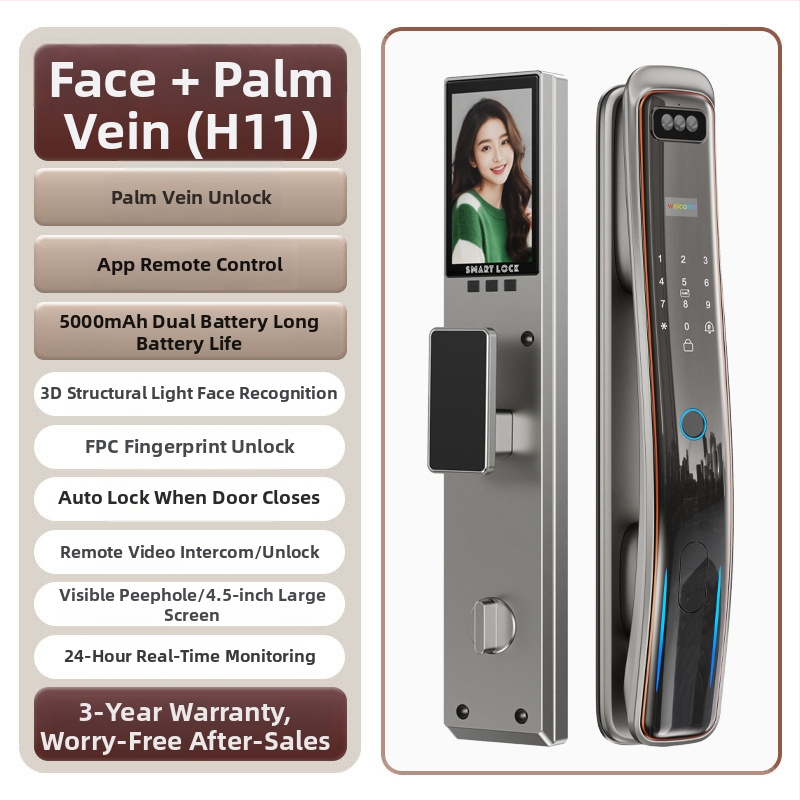 3D arcfelismeréses okoszár, 100 ujjlenyomat tárolás, 0,01 s szkennelési idő, FAR <0,001, FRR <0,01, anti-tolvaj ajtókhoz, távoli kioldás, jelszó és kulcs hozzáférés