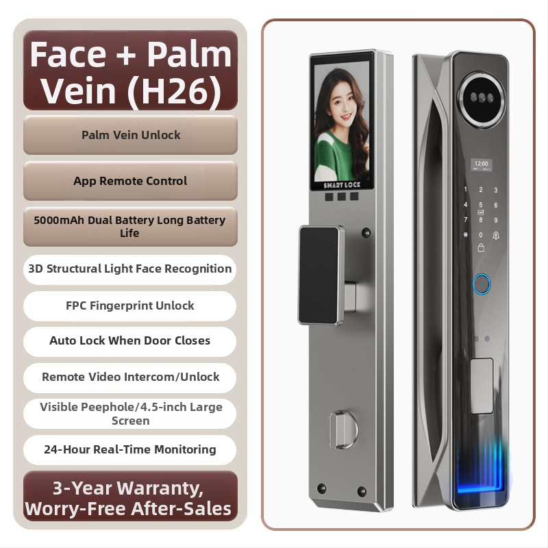 3D arcfelismeréses okoszár, 100 ujjlenyomat tárolás, 0,01 s szkennelési idő, FAR <0,001, FRR <0,01, anti-tolvaj ajtókhoz, távoli kioldás, jelszó és kulcs hozzáférés