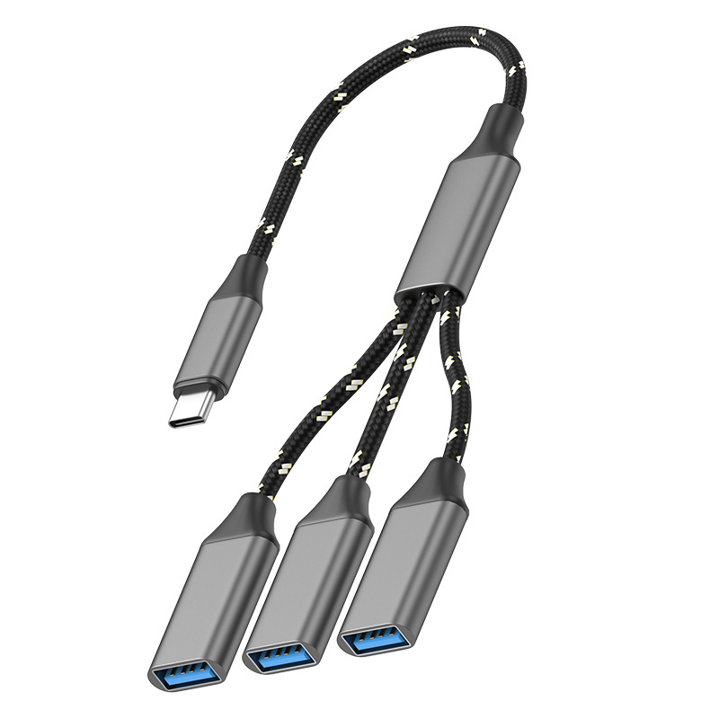 Jinhua Type-C USB хъб с 3 порта – USB 2.0, кабел 28,5 cm, без външно захранване