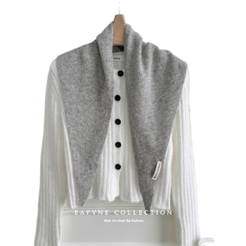 Триъгълен шал от 100% вълна, плетено изделие, поддържа топлината, четири сезона, стил: шал