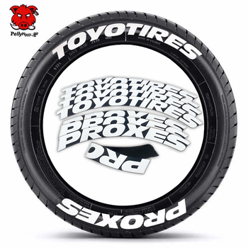 Auto naljepnice za gume s 3D slovima – spojeni dizajn, PVC mekani plast, samoljepljive, set od 4 komada
