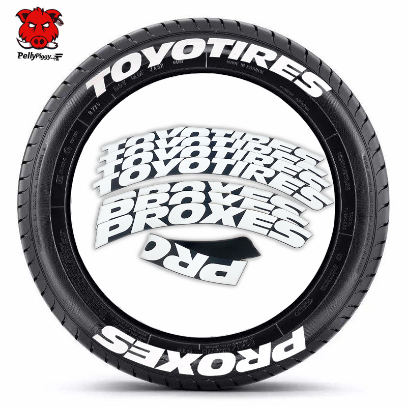 Auto naljepnice za gume s 3D slovima – spojeni dizajn, PVC mekani plast, samoljepljive, set od 4 komada