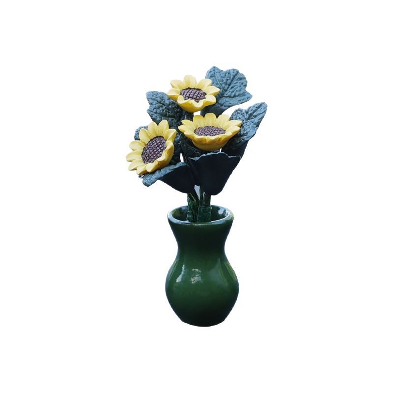 Керамично табло за автомобил – ретро стил, мини вазичка със слънчоглед, марка Cute, функция: облекчаване на стреса