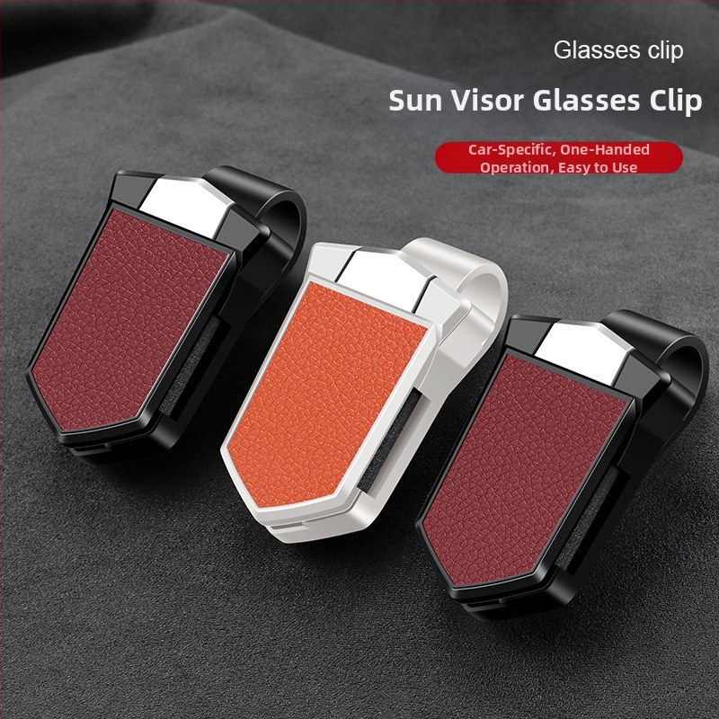 Klip na okuliare do auta z PU kože - viacúcelový držiak na slnečné okuliare v interiéri auta, možnosť prispôsobenia