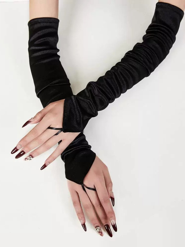 Najlon rukavice bez prstiju za žene, jednobojni uzorak, svakodnevna vanjska upotreba