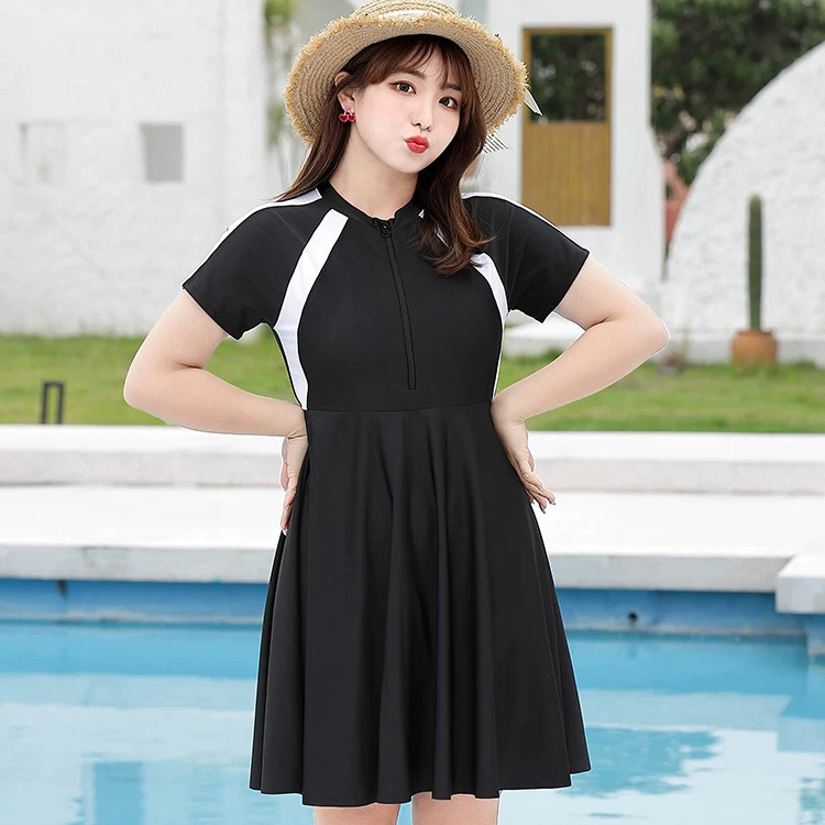 Ljetni jednodijelni kupaći kostim za plus size, pokriva trbuh, vitka silueta, haljinski stil, s jastučićima za grudi, bez čelične potpore, za sport i fitness