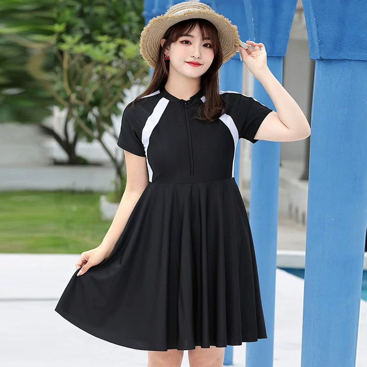 Ljetni jednodijelni kupaći kostim za plus size, pokriva trbuh, vitka silueta, haljinski stil, s jastučićima za grudi, bez čelične potpore, za sport i fitness