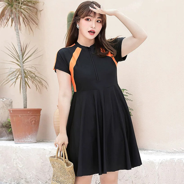 Ljetni jednodijelni kupaći kostim za plus size, pokriva trbuh, vitka silueta, haljinski stil, s jastučićima za grudi, bez čelične potpore, za sport i fitness