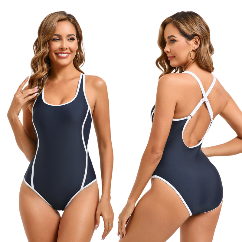 Costum de baie întreg pentru femei – nailon 80%, căptușeală poliester 90%, burete pentru bust, fără suport din oțel, fără mâneci, model conservator