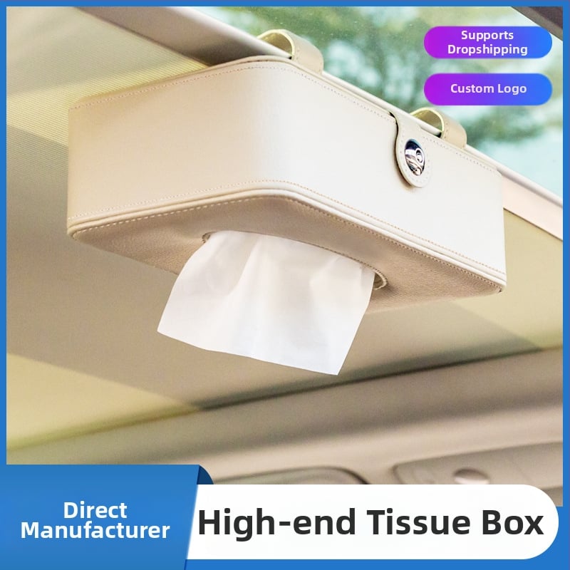 Κιβώτιο χαρτοπετσετών αυτοκινήτου με δερμάτινο φινίρισμα, μάρκα Decorate, αξεσουάρ αυτοκινήτου, διαθέσιμη προσαρμογή